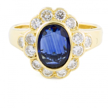 18ct gold Sapphire/Diamond Cluster Ring size H 1/2